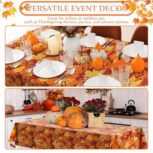 Image of Kochorie 100 Ft x 54 Inch Fall Leaf Tablecloth Roll with Cutter Box Disposable Fall Thanksgiving Plastic Table Cover Backdrop Cut to Size Maple Leaves Table Cloth Roll for Autumn Party Decorations