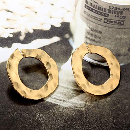 Yomxl Modern Women Girls Punk Metal Circle Earrings European American Style Twisted Round Ear Studs Irregular Curved Open Circle Earrings #TOP1
