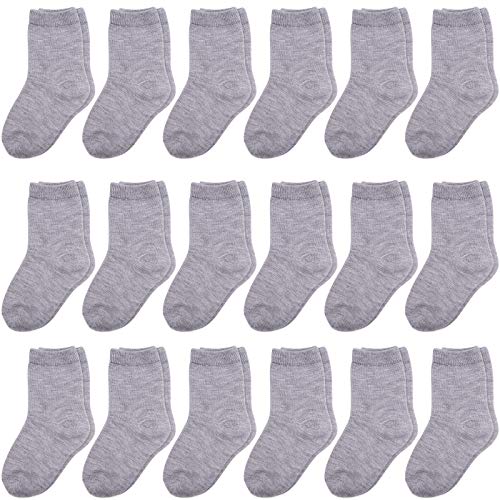 Image of Duufin 18 Pairs Toddler Crew Socks Mid Cut Kids Socks Mid Calf Toddler Socks