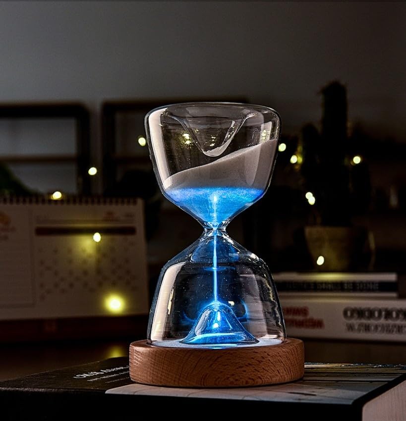 Clessidra Artistica In Vetro Con Base In Legno LED