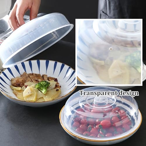 Cubierta de salpicaduras de microondas de 8 pulgadas, tapa redonda sin BPA con rejillas de ventilación de vapor, mango de fácil agarre, cubierta de alimentos para microondas y protector de