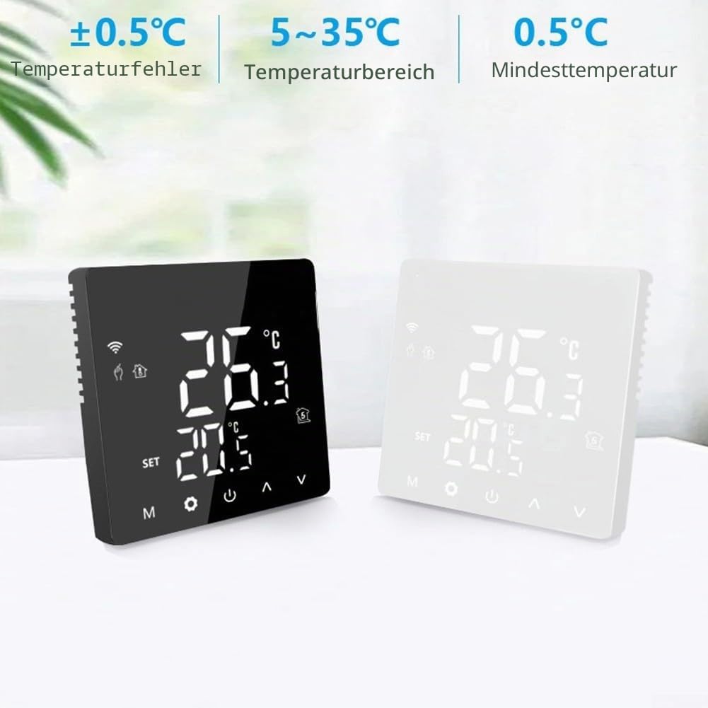 Intelligenter WiFi Thermostat, Programmierbarer Thermostat mit LCD Bildschirm kompatibel für Tuya Smart Home für Fußbodenheizung Gasheizkessel(W Water Heating)