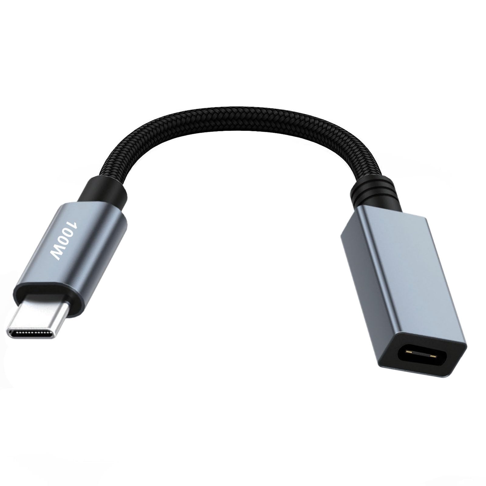 Cavo Prolunga USB 4.0 Tipo C Da 50cm - Ricarica Veloce 100W, Trasferimento Dati 20Gbps, Video 8K 60Hz, Nylon Intrecciato Grigio - 4