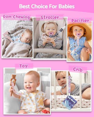 Image of ALVABABY Pacifier Clips 8 Pack Pacifier Binky Paci Holder Leashes for Baby Teethers 8DP13