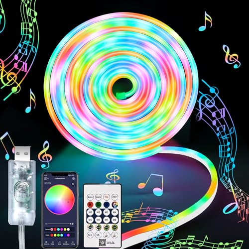 Image of Lakafifi-Neon Rope Lights,16.4FT RGB LED Strip Lights Smart App, Led Strip Lights Music Syncing,Outdoor IP68 Waterproof,120 Modes Dimmable for Bedroom, Living, Bar, Gaming, Party Decoration,DIY Design