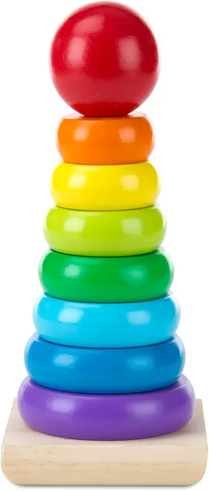 Melissa &amp; Doug Melissa &amp; Doug Rainbow Stacker Wooden Ring Educational Toy - Wooden Stacking Rings, Stacker Toys for Toddlers Ages 2+