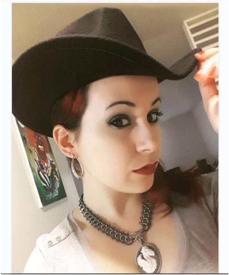 Women's Wool Wide Brim Cowboy Hat, Vintage Men's Cowboy Hat, Classic Fashion Fedora with Windproof Rope Hat