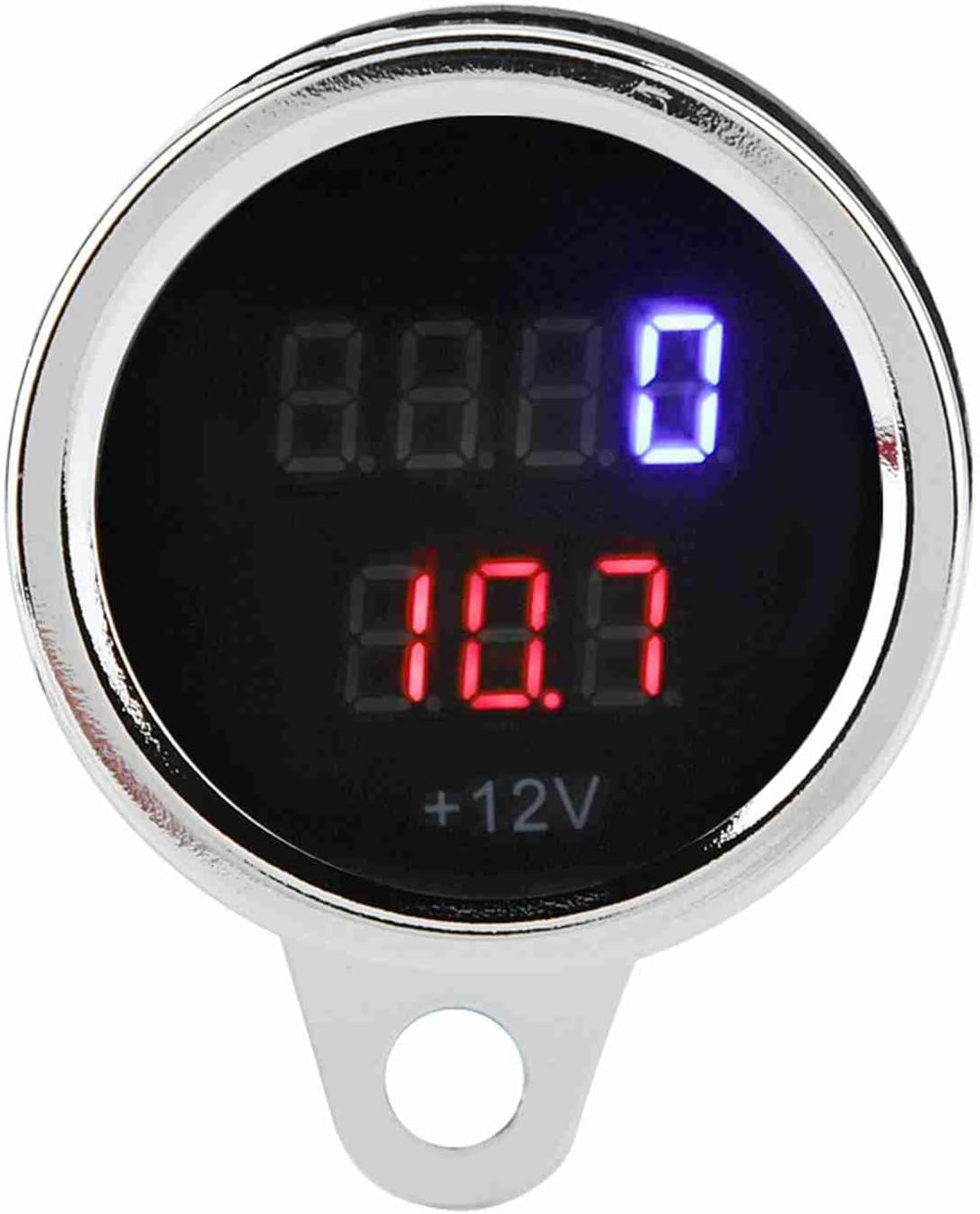Universal Electronic Tachometer 2 in 1 Motorcycle LED Digital Voltmeter Tachometer Gauge Metal Odometer Speedometer Silver for Meauring Voltage of Motorcycle