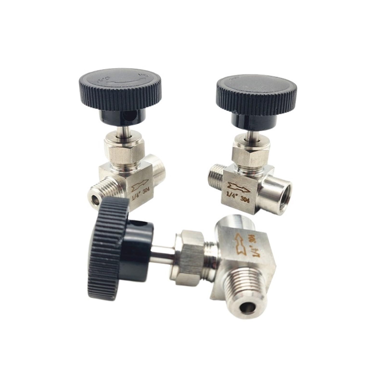 Válvula de Cierre Válvula de Aguja de Rosca Macho a Hembra de Acero Inoxidable 304 de 1/8", 1/4", 3/8" y 1/2", válvula de Globo for Instrumentos y regulación de caudal(1/4")