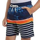 Lands' End Boys' Swimwear UPF 50+ Comfort Hydroliner Swim Trunks, Dark Blue, Medium