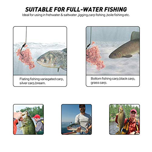 Carp Fishing Hair Rigs Boilie Stopper Kit, 18Pcs Curved Barbed Carp Hooks Rig With 3 Card Boilie Bait Stops And 4Pcs Needle Tool Carp Fishing Equipment #TOP5