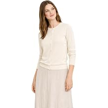 State Cashmere Womens 100% Pure Cashmere Button Front Long Sleeve Crew Neck Cardigan Sweater