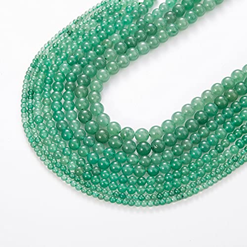 Image of 100Pcs Natural Stone Beads 8mm Green Aventurine Round Gemstone Loose Beads with Elastic Bracelet String for Bracelets Necklace Jewelry Making