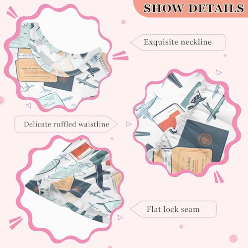 Passports Boarding Airplane Girls Summer Sleeveless Dress Casual Sundress 2-8 Years3