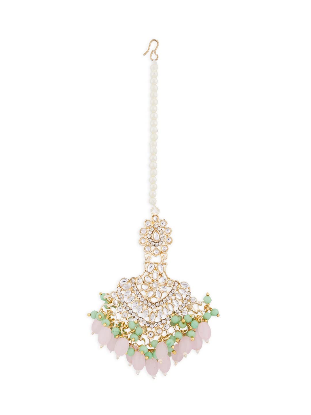 Zaveri Pearls Pink & Green Cluster Drops Ethnic Kundan Maangtikka For Women-ZPFK13788 (B0B1JJL815) Amazon Price History, Amazon Price Tracker