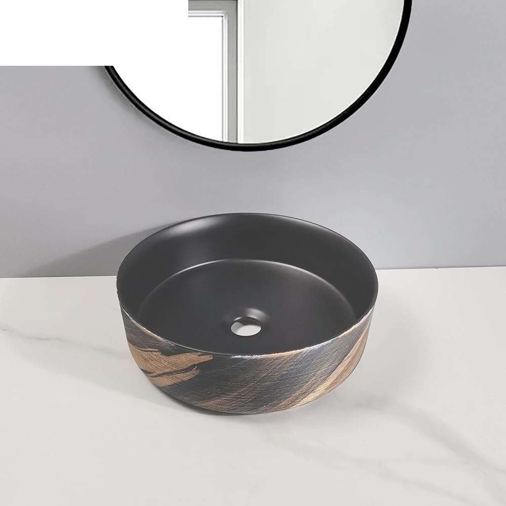 Umywalka Łazienkowa Ceramiczna Umywalka Artystyczna W Kolorze Czarnym, Brązowym, Szczotkowana Umywalka Łazienkowa Nablatowa Ceramiczna Umywalka Nablatowa Artystyczna
