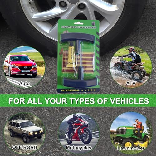 Image of WILLIBEE 6-in-1 Tubeless Tyre Puncture Repair Kit for Car & Bike | Heavy-Duty Puncher Kit T-Handle Tools & Repair Strips | Essential Flat Tyre Emergency Kit
