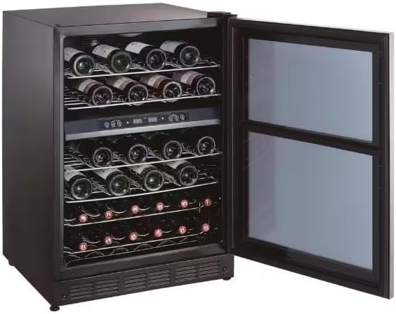 44-Bottle Dual Zone Wine Cooler – Built-In or Freestanding Stainless Steel Beverage Fridge with Digital Thermostat, LED Lighting, Reversible Door