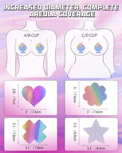 Image of CICKEE Pasties Rave Pack - 15 Pairs Nipple Covers Stickers - Disposable Sticky Breast Petals
