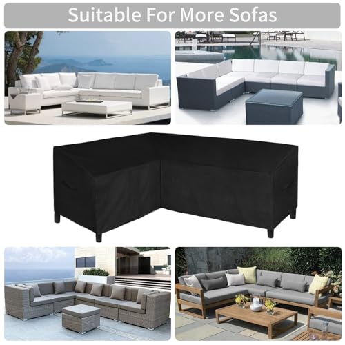 Image of Easy-Going Patio L-Shaped Sectional Sofa Cover, 58 inchX85 inch Waterproof Heavy Duty Outdoor Garden Furniture Cover (Left Facing, Black)