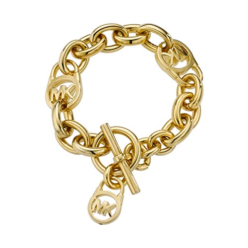 Michael Kors Gold Tone Logo Lock Link Bracelet