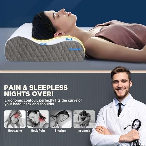 Image of TEKCOOL Cervical Memory Foam Pillow for Neck Support | 2-Year Manufacturing Warranty | Orthopedic Contour Pillow for Cervical Spine Alignment & Shoulder Support | Made in India