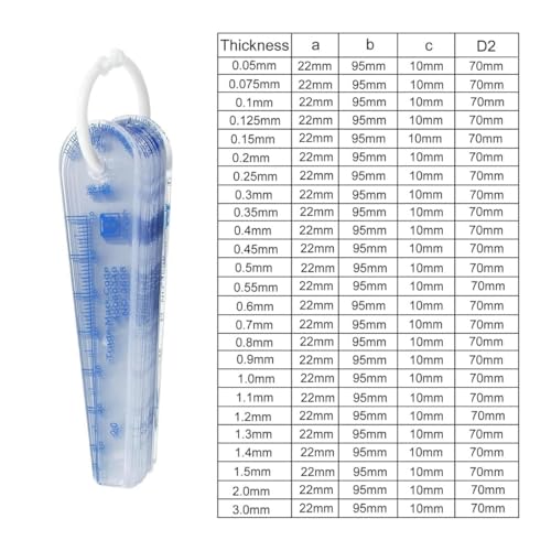 Alide Fühlerlehre aus Kunststoff, 25-in-1-Dickenmessgerät, 0,05–3 mm, für Spaltmessung, Präzisionstechnik-Anwendungen