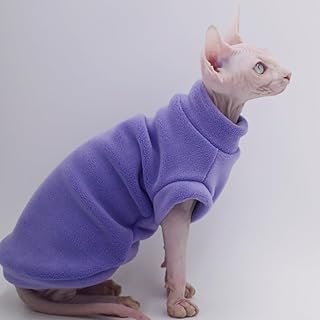 Hairless Cat Clothes Autumn/Winter Warm Fleece Super Soft Stretch Cat Clothes for Sphynx,Devon, Konis,Small Cats and Dogs (Purple, XX-Large)