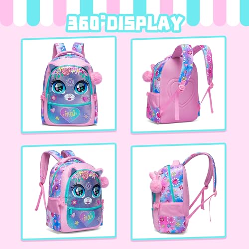Image of Backpacks for Girls School Bag Cute Girls Backpacks Ages 8-10 Kids Bookbag Set Travel Backpack for Preschool Kindergarten Elementary Students Backpack to School Supplies