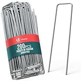 VOUNOT® Lot de 200 Piquets de Fixation en Métal Galvanisé Agrafes de Jardin en Forme de U ...