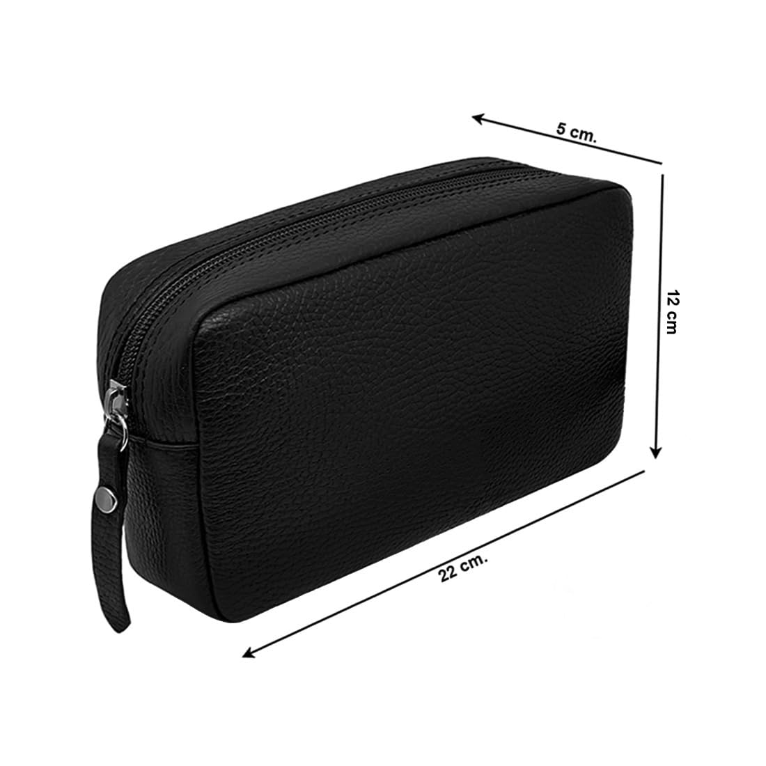 FAST WORLD SHOPPING Pochette da Polso Vera Pelle, Borsello da Uomo con Manico Removibile, Marsupio a Mano Made In Italy, Borsa con Maniglia Sotto Braccia Ufficio Viaggio Casual 22x12x5 cm