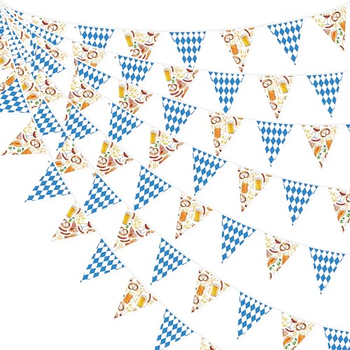 32Ft Oktoberfest Party Decorations Blue Plaid Triangle Flag...