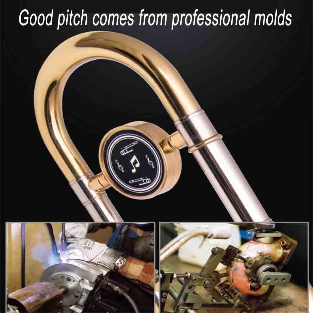 Trombón tenor para estudiantes principiantes con boquilla y bolsa de transporte, ligero, agarre ergonómico para mayor comodidad, sonido auténtico, duradero para el aprendizaje