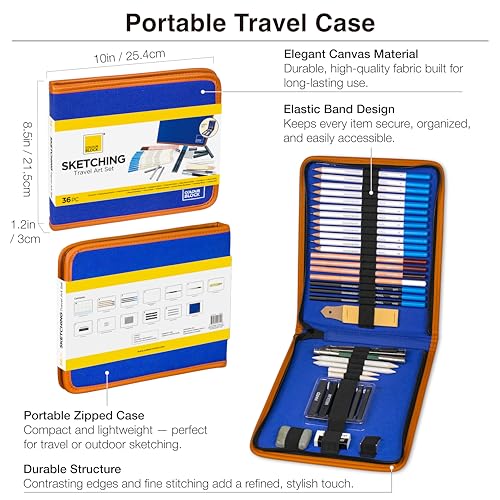 COLOUR BLOCK Drawing Travel Art Set 37 PCS, Pencils & Kits-Art Supplies for Kids, Teens, Adults-Colored Pencils, Charcoal, Pastels, Sketch Books for Artists, Anime Drawing, Architecture by COLOUR BLOCK - Used condition - Image 7