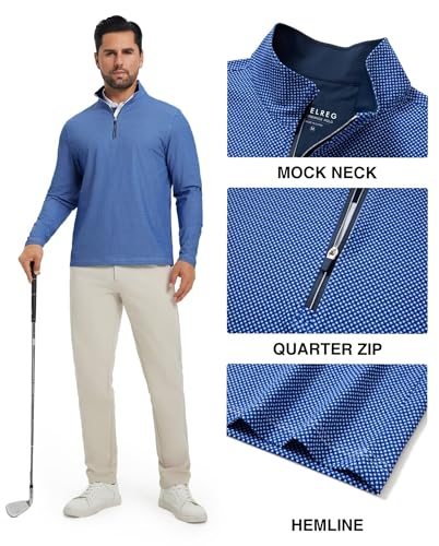 M MAELREG Mens Pullover Quarter Zip Golf Sport Casual Long Sleeve Fishing Half Zip Pullover Sweatshirts for Men - image 3