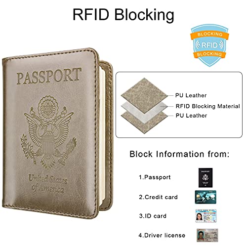 Image of WALNEW Travel Passport Holder, RFID Passport Wallet with Pen | PU Leather Passport Cover Case, Travel Must Haves Accessories, Passport Book Holder for Women Men