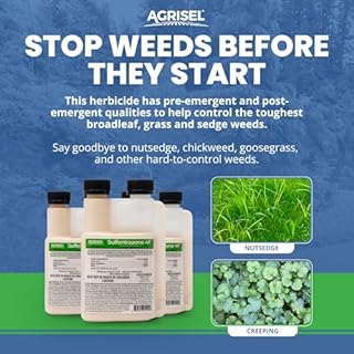 Agrisel Sulfentrazone 4F Weed Killer, Pre-Emergent and Post-Emergent, Broad-Spectrum Control, Stops 100+ Weeds, Pet Safe, Includes 3-Pack of Agrisel Protective Gloves, 8 Ounces