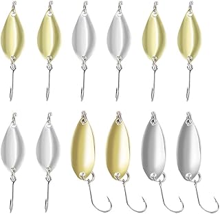 YFCH Set di 12 Cucchiaini Spinner Esche Artificiali per Pesca 2.5g/3g Persico Luccio Spoon Kit da Pesca Esche Artificiali per Trota