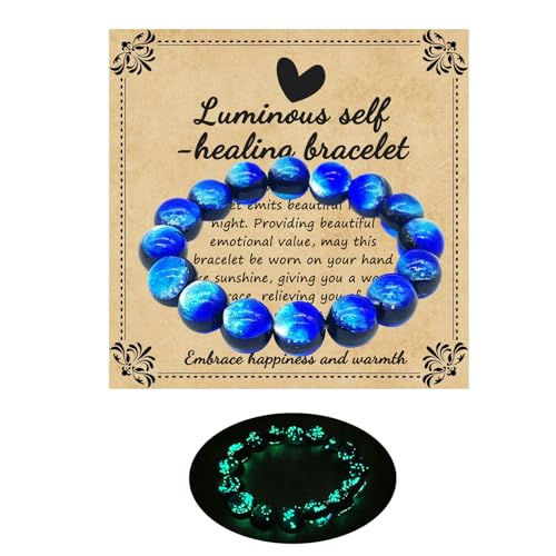 Firefly Glass Bracelet Glow in the Dark Bracelets Planet Themed Glass Bracelet Self Healing Bracelet Encourages Blessing Gifts for Men and Women