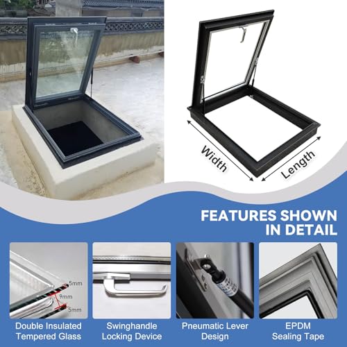 Ventana de techo con cristal templado para tiendas de campaña y garajes 3
