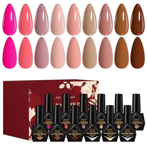 Set de 12 esmaltes en gel tonos rosas y nude miniatura 1