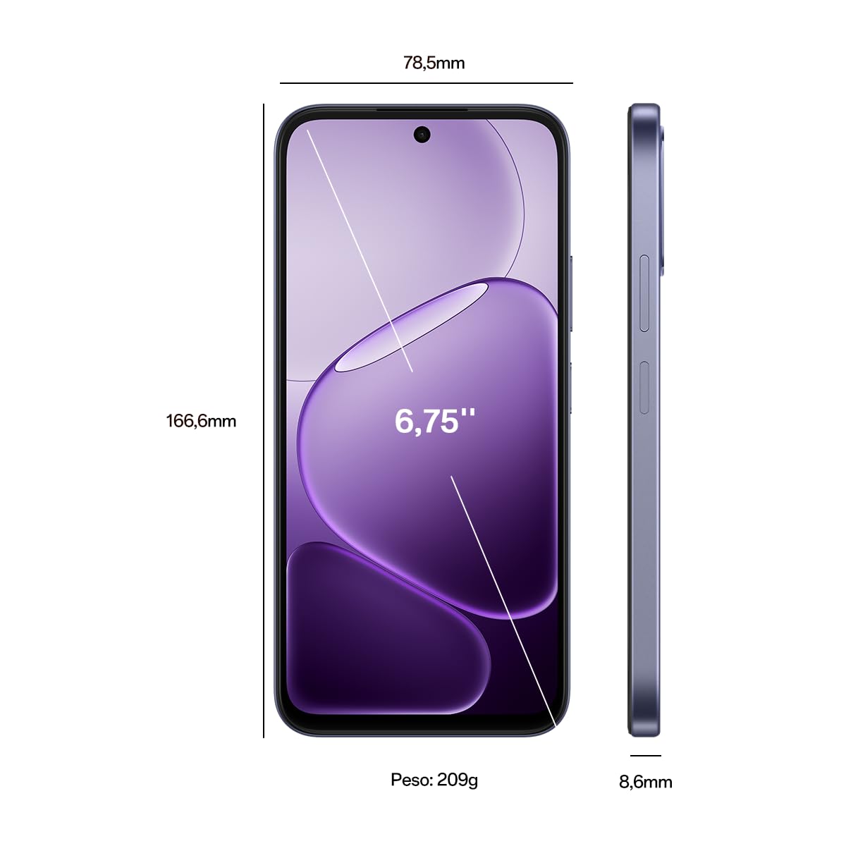 OPPO A6x 5G Smartphone débloqué avec IA, 6 Go RAM + 256 Go, batterie 6100 mAh, écran LCD HD+ 120 Hz, IP64, appareil photo 50 MP AI, double SIM, version espagnole - noir