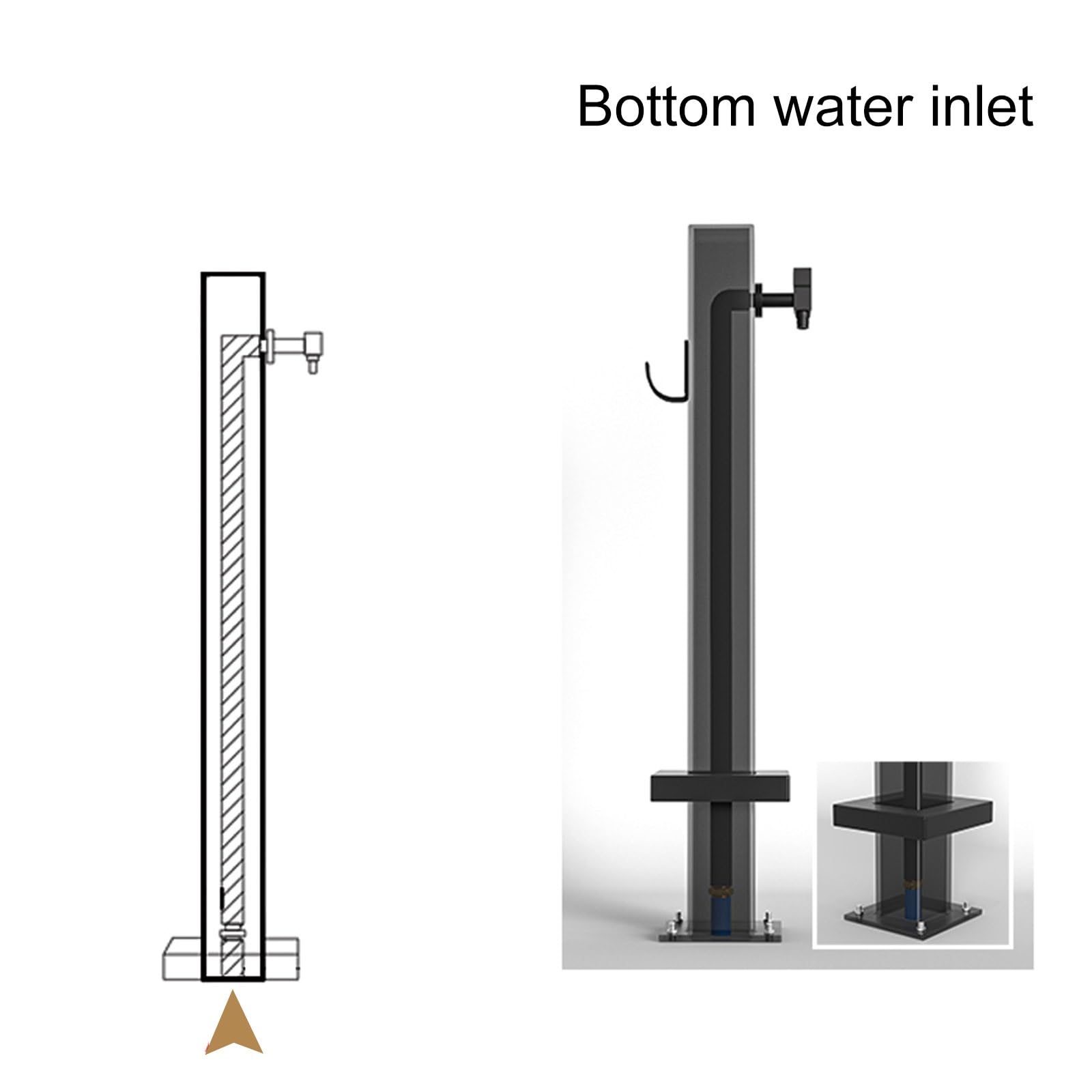 Columna de agua montada en el suelo para riego de jardín, soporte de manguera de hidrante de acero inoxidable, lavado de pastos de granja en el patio trasero