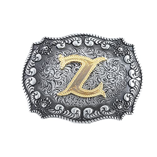Image of HUABOLA CALYN Belt Buckle Men, Western Cowboy Rodeo Small Alphabet Letter ABCDMRJ to Z Initial Belt Buckles for Women