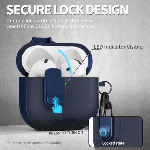 Image of for AirPods 4 Case with Lock,TPU Leather Texture Protective Durability Anti-Lost & Shockproof Protective Cover Accessories with Cleaning Kit in Keychain for Apple iPod 4 Generation (Midnight Blue)