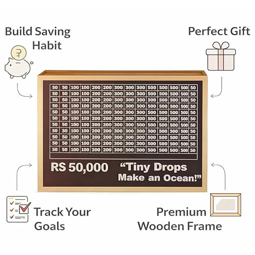 Image of Premium Wooden Money Bank with Lock - Vintage Coin Saving Box for All Ages - Ideal for Cash, Coins, Donations & Home Decor (50K Money BOX2, 2, Count)