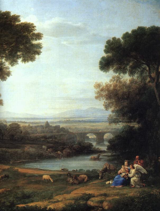 Pintura famosa en lienzo para pared de Claude Lorrain: Decoración hogar 60x90