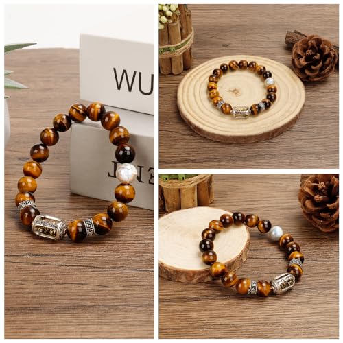 Natural 10mm Tiger Eye Bracelet with Luminous Bead – Men Meditation Jewelry for Courage & Spiritual Protection4