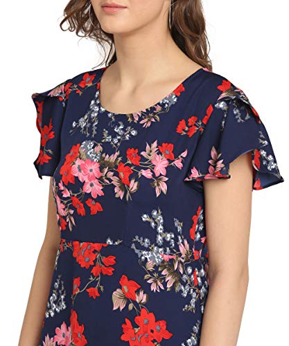 Image of OOMPH! Women's Western & Fusion wear Wrap Midi Dresses for Women, Blue - md159