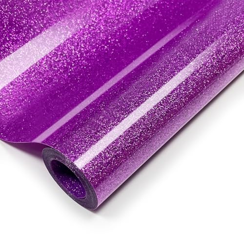 Image of Dark Purple Glitter HTV Heat Transfer Vinyl, 12 inch x 8ft lron on Vinyl, for T-Shirt Ironing, Vinyl HTV Easy to Cut and Weed, The Best Choice for DIY Creativity